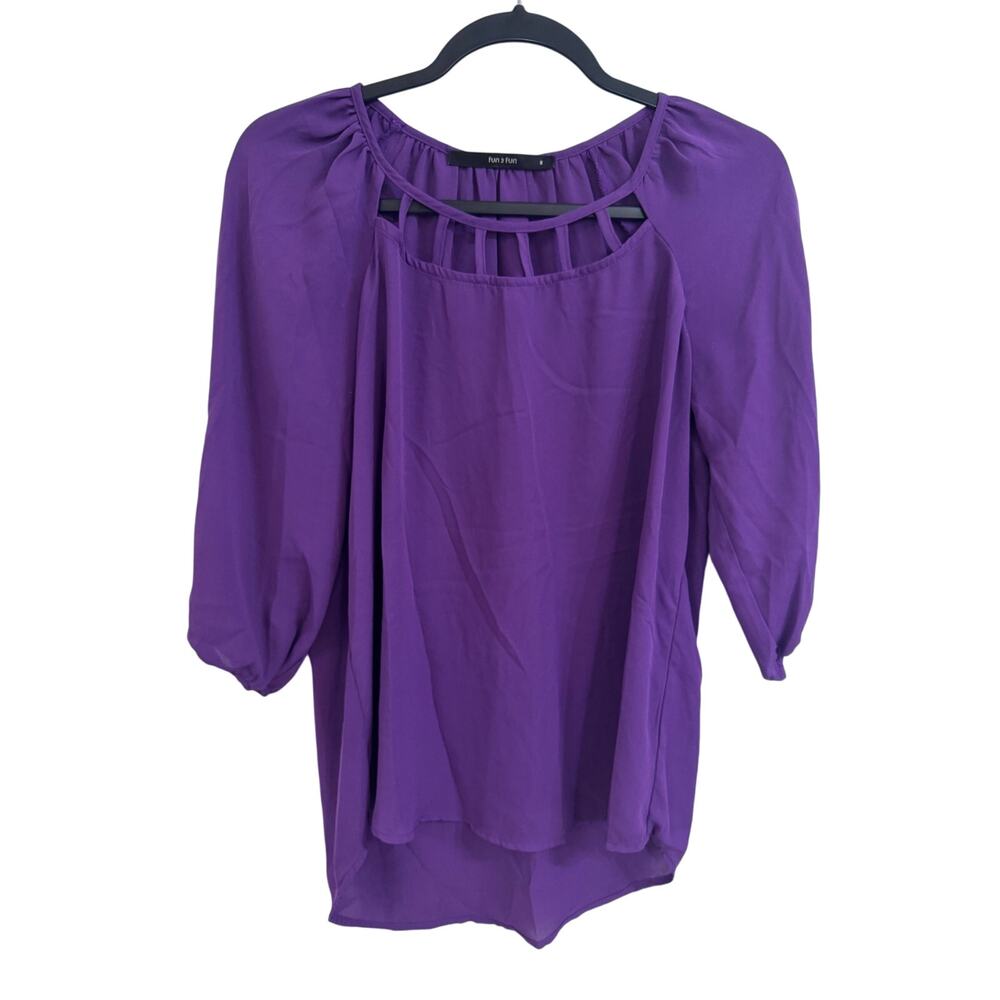 FUN 2 FUN Modcloth Purple Strappy Blouse Top M (1360)